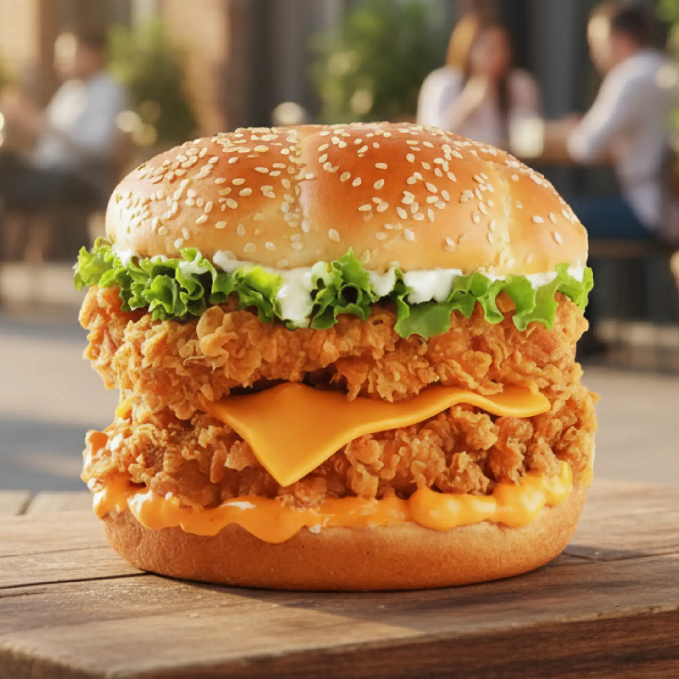 Burger au poulet croustillant